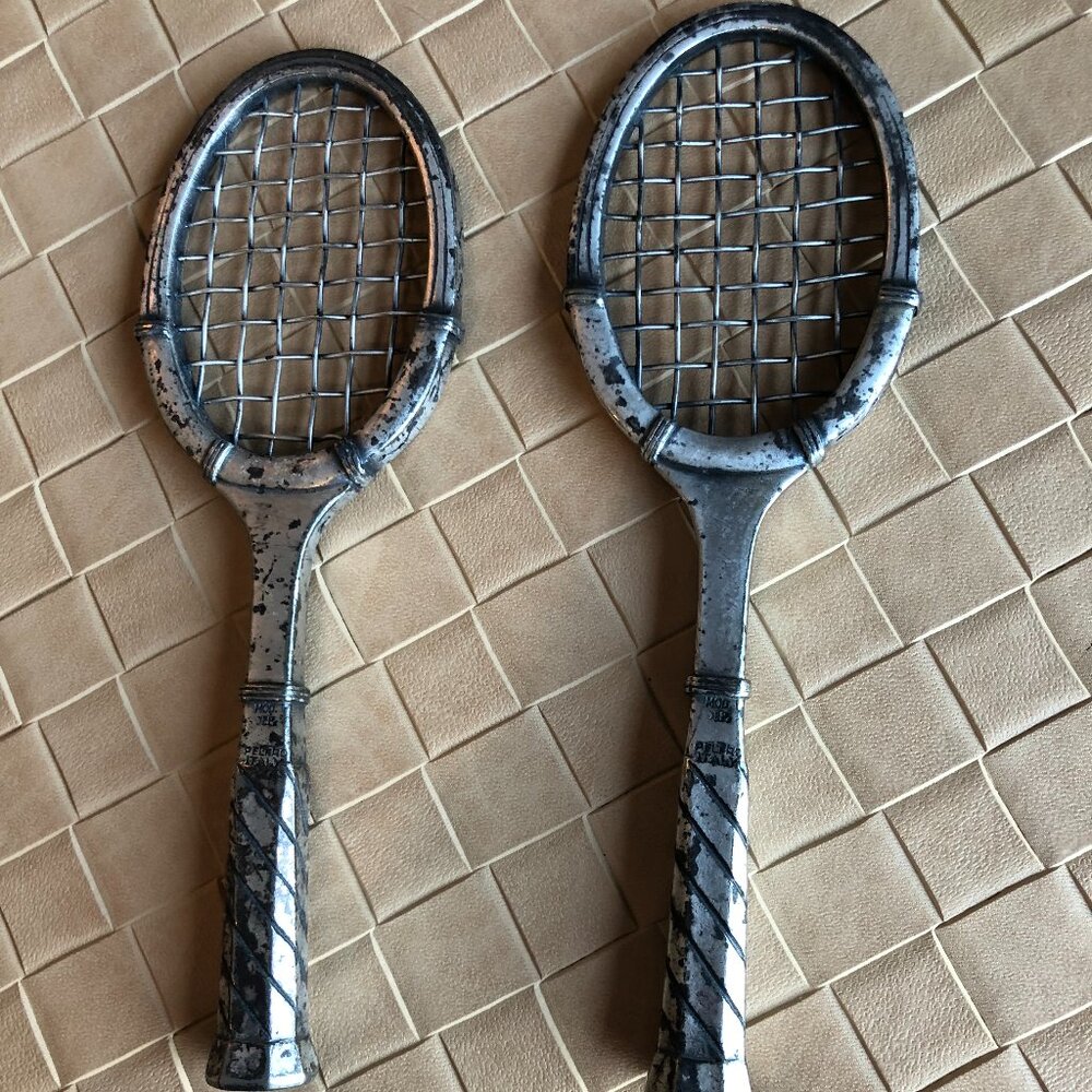 One Vintage Mod Dep Peltro Italy Silver Pewter Tennis Racket